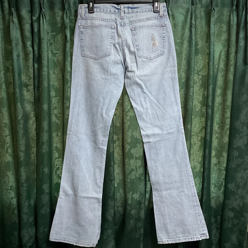Ralph Lauren Rhinestone Logo Light Blue Women's Jeans 28 - Picture 4 of 6
